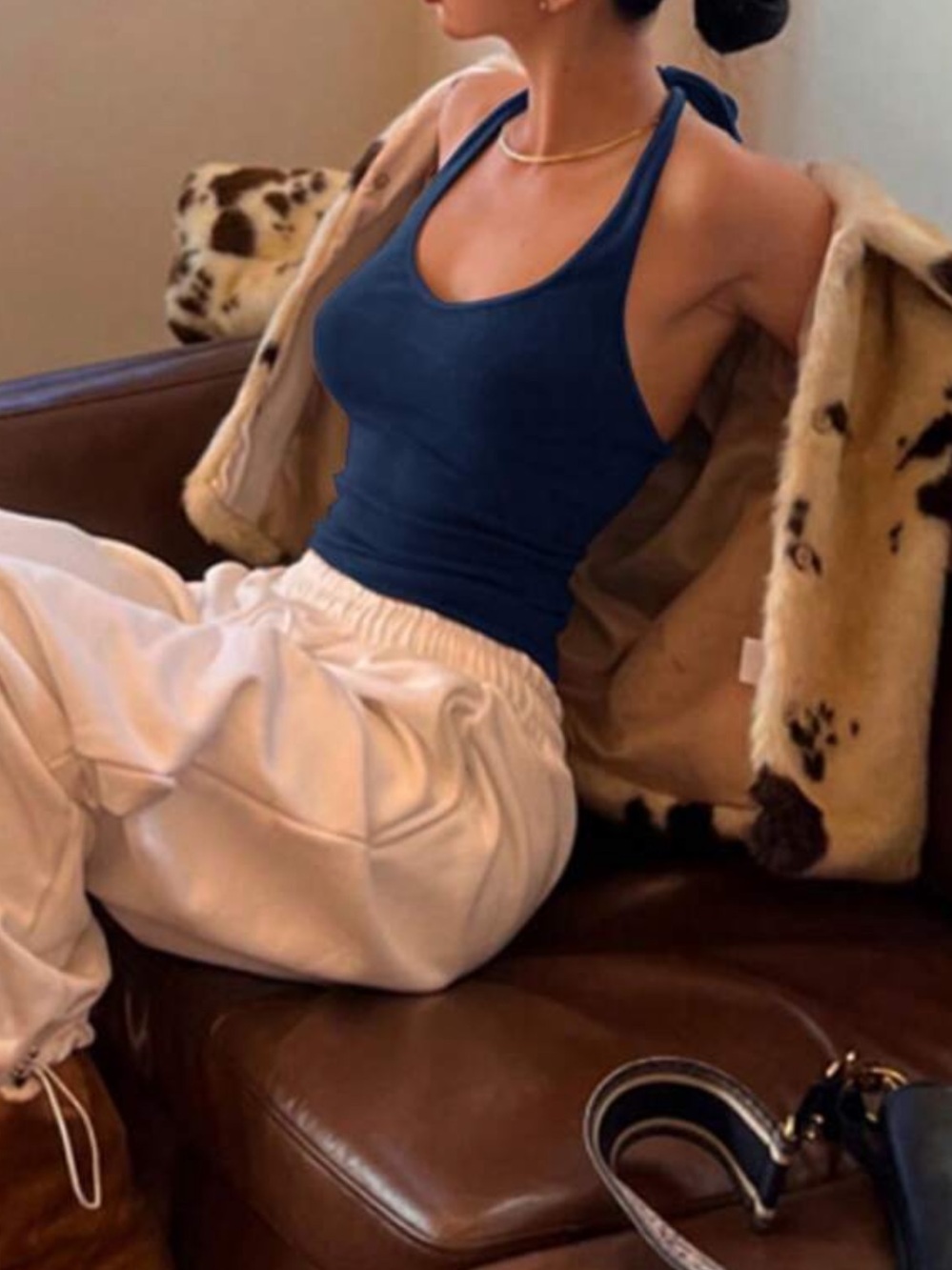SHEIN Navy Halter Tank Top
